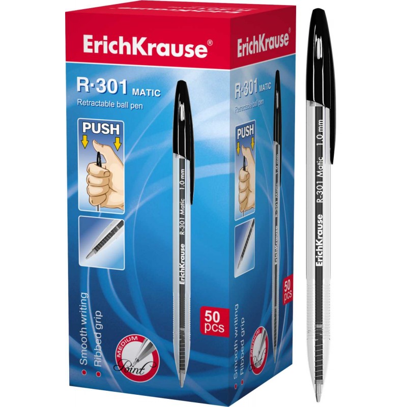 Ручка Erich Krause R-301 MATICшариковая автомат. черный